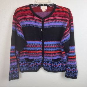 Tally Ho striped cardigan in blk/red/blue-woman’s M